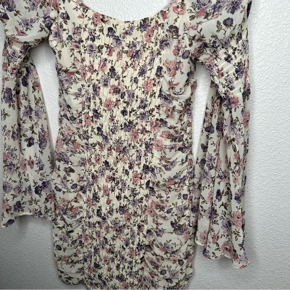 Floral Ruched Mini Dress Size Small - Picture 5 of 8